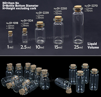 1-25ml puste przezroczyste szklane butelki słoiki fiolka z korkiem korek dla majsterkowiczów życzenie wiadomość próbka perfumy pojemnik Nail Art koralik odczynnik 3